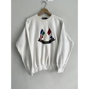 Vtg 90s Ralph Lauren Polo Cross Foags Anniversary Sweater